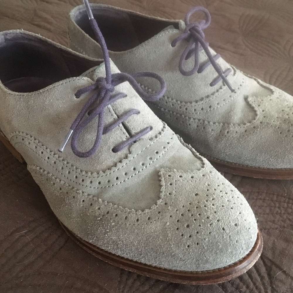 Boden Grey Suede Oxfords Brogues Wingtips